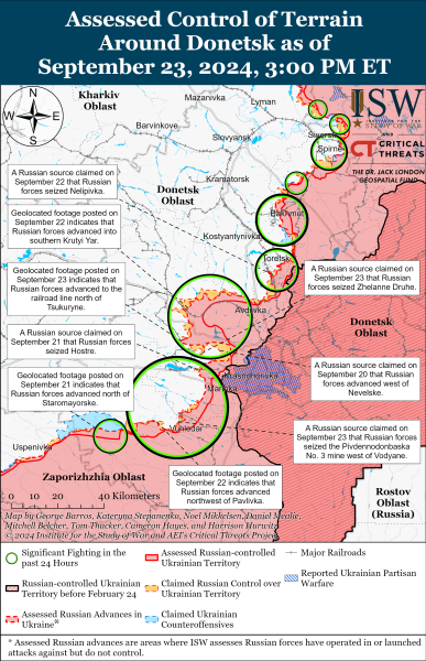 Mappa delle operazioni militari del 24 settembre 2024 - la situazione al fronte