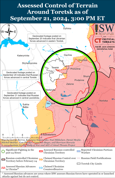 Mappa delle operazioni militari per il 22 settembre 2024 - situazione al fronte