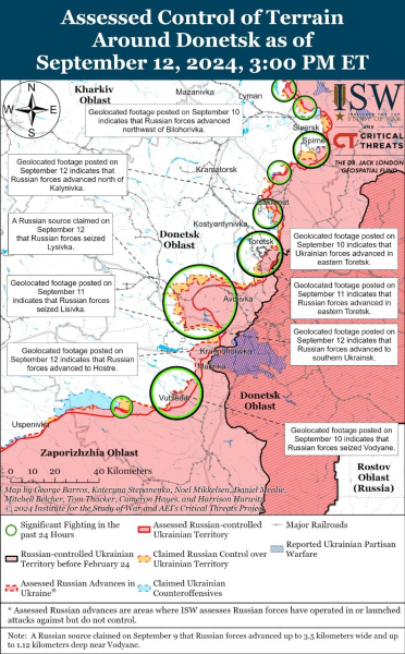 Mappa delle operazioni militari per il 13 settembre 2024 - situazione al anteriore