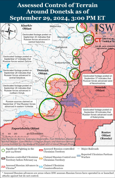 Mappa delle operazioni militari al 30 settembre 2024 — situazione al fronte