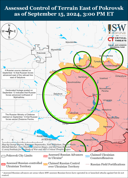 Mappa delle operazioni militari per il 16 settembre 2024 - situazione al fronte