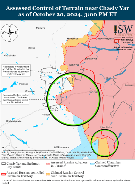 Mappa delle operazioni militari al 21 ottobre 2024 - situazione al anteriore