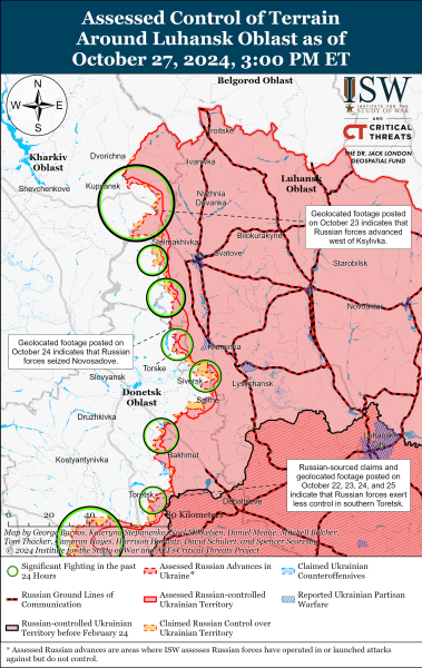 Mappa delle operazioni militari del 28 ottobre 2024 - la situazione al fronte