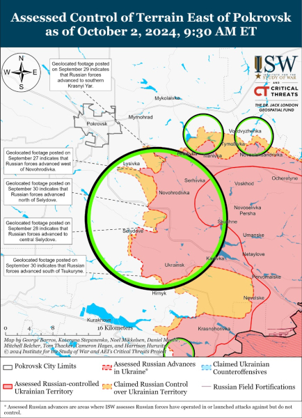 Mappa delle operazioni militari al 3 ottobre 2024 - situazione al fronte