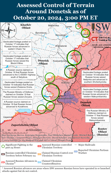 Mappa delle operazioni militari al 21 ottobre 2024 - situazione al fronte