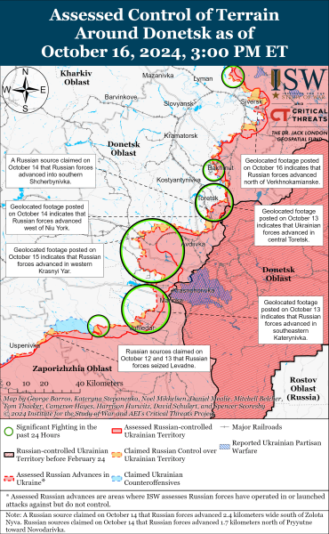 Mappa delle operazioni militari del 17 ottobre 2024 - la situazione davanti