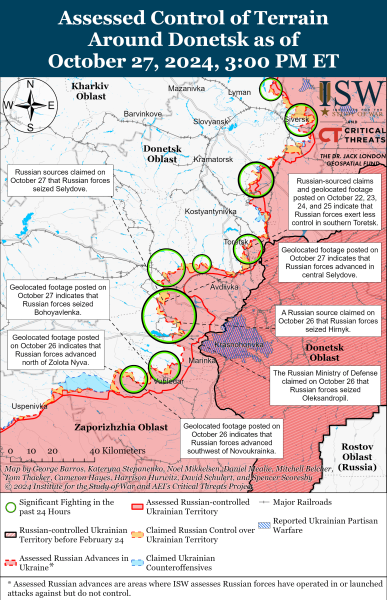 Mappa delle operazioni militari al 28 ottobre 2024 - situazione al fronte