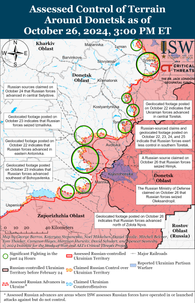 Mappa delle operazioni militari al 27 ottobre 2024 - situazione al fronte