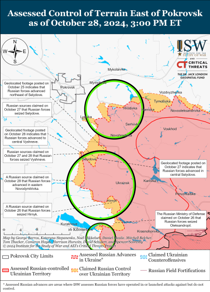 Mappa delle operazioni militari del 29 ottobre 2024 - la situazione davanti