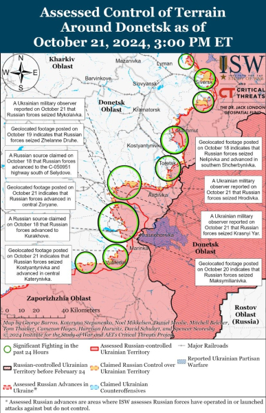 Mappa delle operazioni militari al 22 ottobre 2024 — situazione al fronte