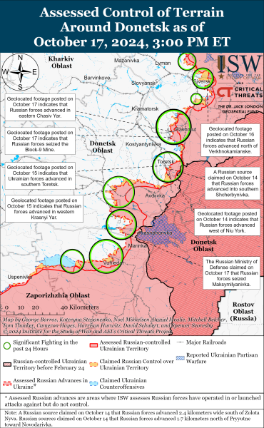 Mappa delle operazioni militari al 18 ottobre 2024 - situazione al fronte