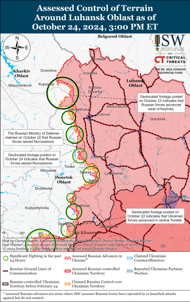 Mappa delle operazioni militari per il 25 ottobre 2024 - situazione al fronte