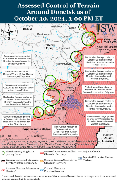 Mappa delle operazioni militari al 31 ottobre 2024 - situazione al fronte