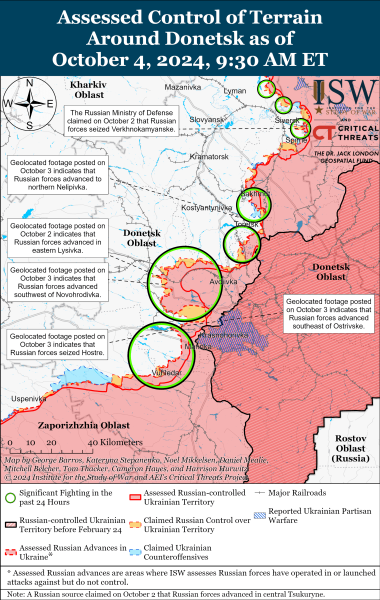 Mappa delle operazioni militari del 5 ottobre 2024 - la situazione al fronte