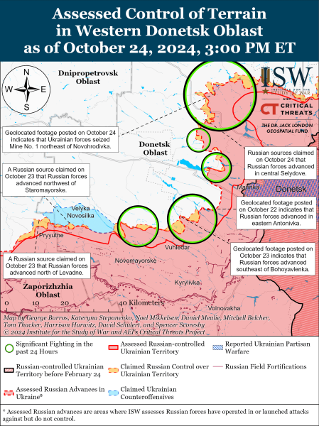 Mappa delle operazioni militari del 25 ottobre 2024 - la situazione al fronte