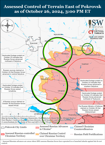 Mappa delle operazioni militari del 27 ottobre 2024 - la situazione davanti