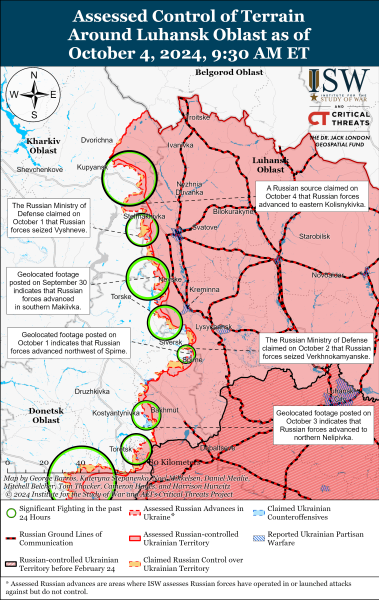 Mappa delle operazioni militari per il 5 ottobre 2024 - situazione al fronte