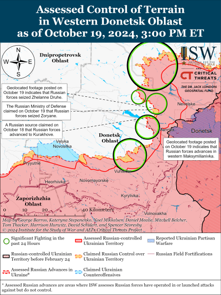 Mappa delle operazioni militari al 20 ottobre 2024 - situazione al fronte