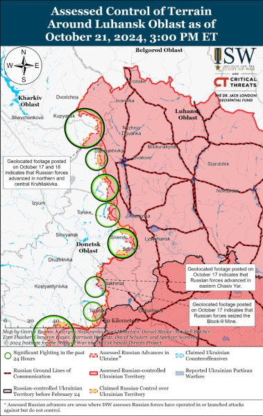 Mappa delle operazioni militari al 22 ottobre 2024 - situazione al il fronte