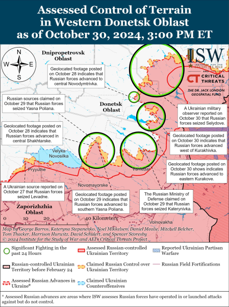 Mappa delle operazioni militari al 31 ottobre 2024 - situazione al la parte anteriore