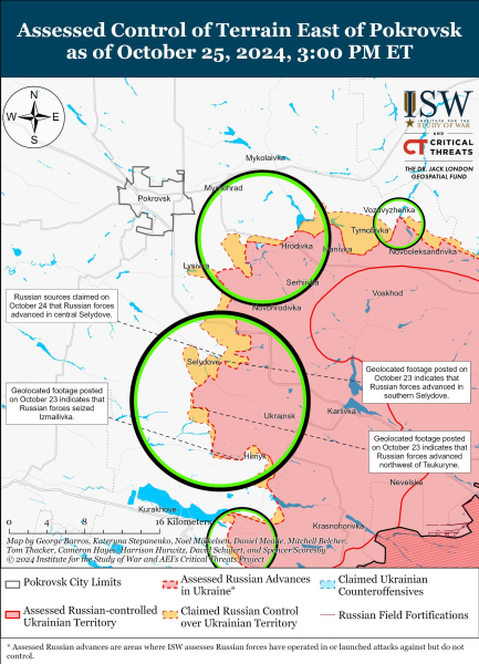 Mappa delle operazioni militari al 26 ottobre 2024 - situazione al fronte