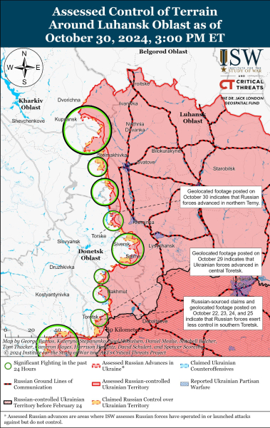 Mappa delle operazioni militari al 31 ottobre 2024 - situazione al fronte