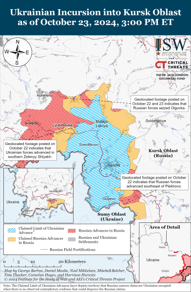 Mappa delle operazioni militari al 24 ottobre 2024 - situazione al fronte