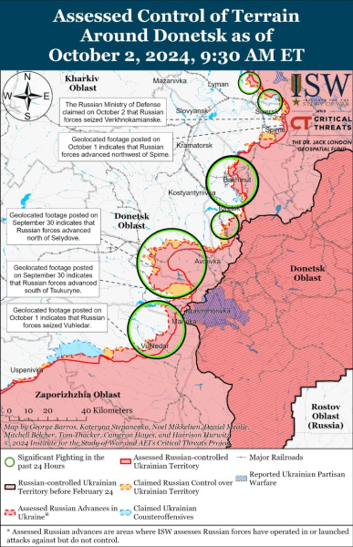 Mappa delle operazioni militari al 3 ottobre 2024 — situazione al fronte