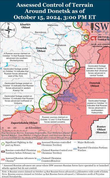 Mappa delle operazioni militari per il 16 ottobre 2024 - situazione al fronte