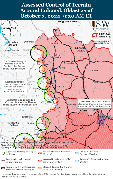 Mappa delle operazioni militari del 4 ottobre 2024 - situazione al fronte