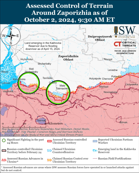 Mappa delle operazioni militari al 3 ottobre 2024 - situazione al la parte anteriore