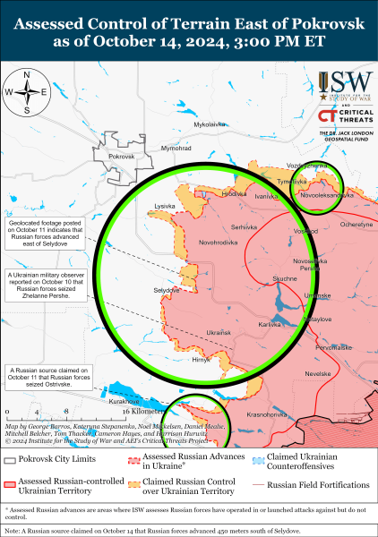 Mappa delle operazioni militari al 15 ottobre 2024 - situazione al fronte