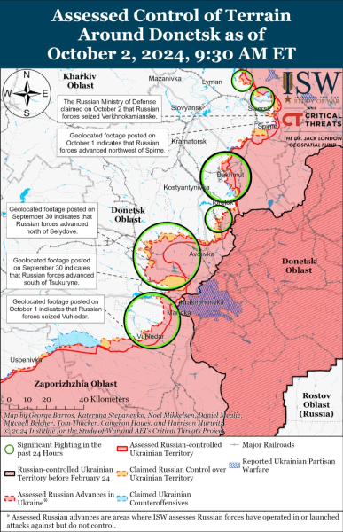 Mappa delle operazioni militari al 3 ottobre 2024 — situazione al fronte