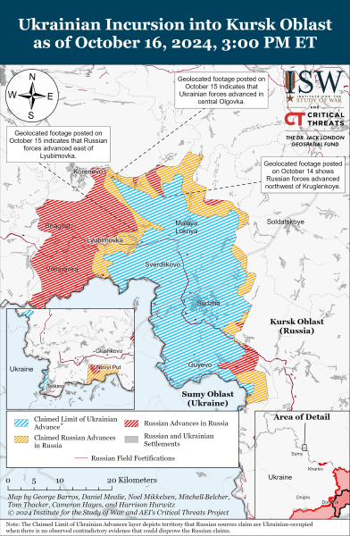 Mappa delle operazioni militari al 17 ottobre 2024 - situazione al fronte