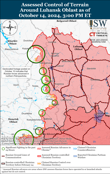 Mappa delle operazioni militari per il 15 ottobre 2024 - situazione al fronte