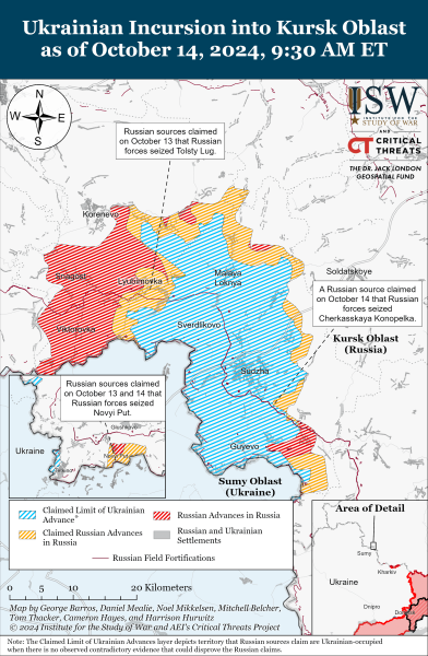 Mappa delle operazioni militari al 15 ottobre 2024 - situazione al fronte