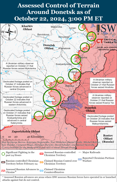 Mappa delle operazioni militari al 23 ottobre 2024 - situazione al fronte