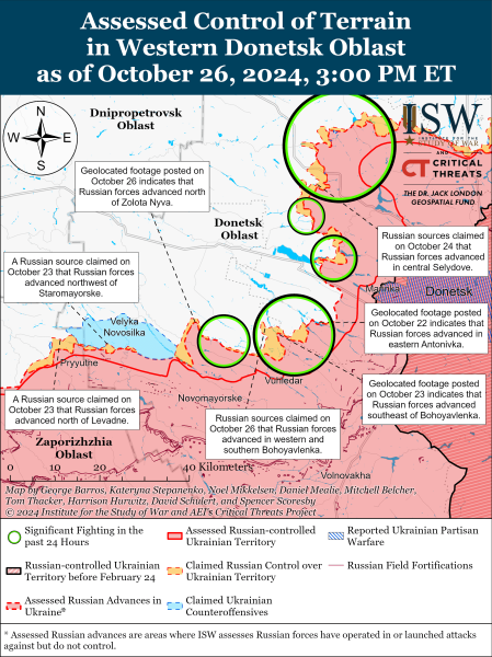 Mappa delle operazioni militari al 27 ottobre 2024 - situazione al fronte