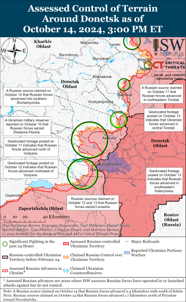 Mappa delle operazioni militari al 15 ottobre 2024 - situazione al fronte