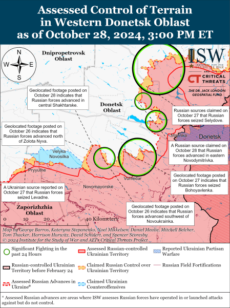 Mappa delle operazioni militari per il 29 ottobre 2024 – situazione al fronte