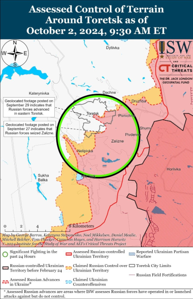 Mappa delle operazioni militari al 3 ottobre 2024 - situazione al fronte