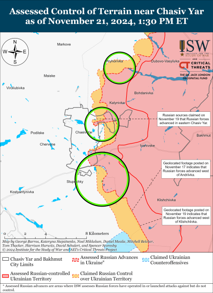 Mappa delle operazioni militari al 22 novembre 2024 - situazione al fronte