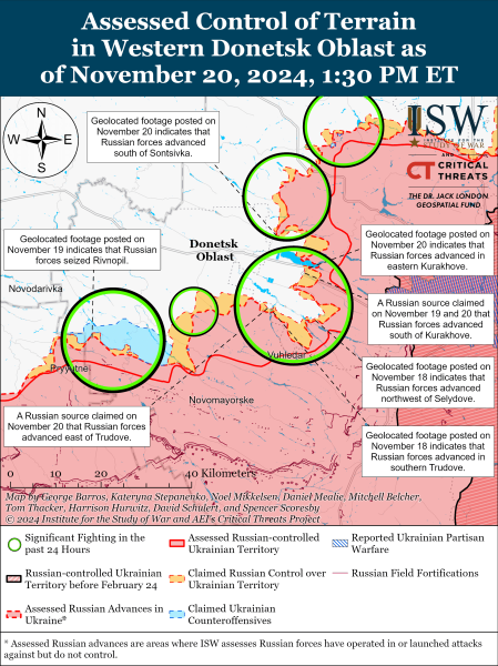 Mappa delle operazioni militari per il 21 novembre 2024 - situazione al fronte