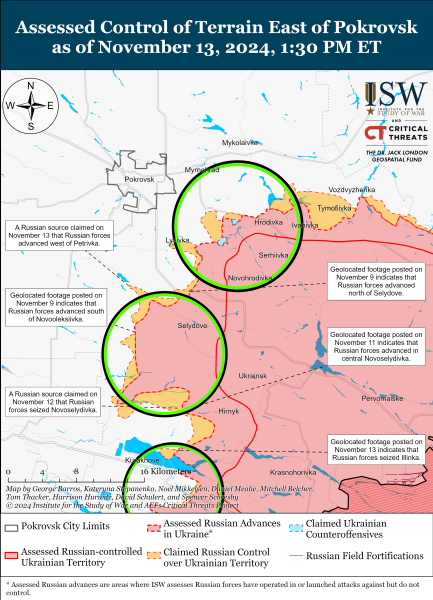 Mappa delle operazioni militari del 14 novembre 2024 - situazione al fronte 