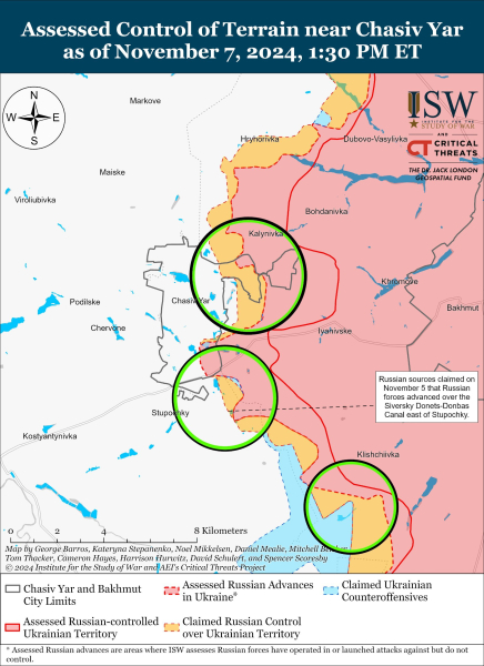 Mappa delle operazioni militari dell'8 novembre 2024 — situazione al fronte