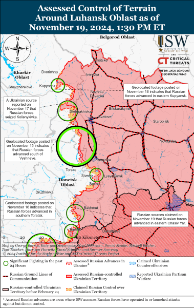 Mappa delle operazioni militari per il 20 novembre 2024 - la situazione al fronte