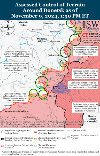 Mappa delle operazioni militari al 10 novembre 2024 - situazione al fronte