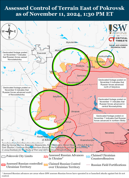 Mappa delle operazioni militari del 12 novembre 2024 - situazione al fronte