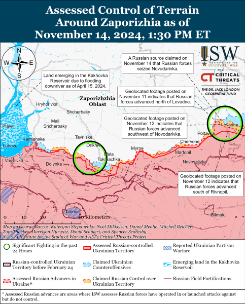 Mappa delle operazioni militari del 15 novembre 2024 - situazione al fronte