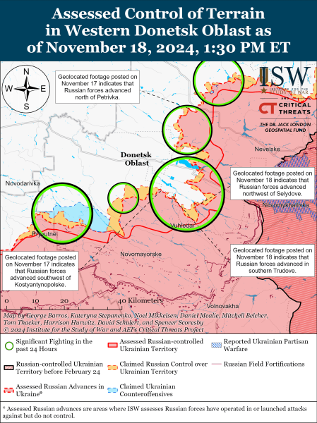 Mappa delle operazioni militari del 19 novembre 2024 - situazione al fronte